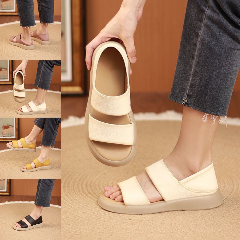 🔥Limited Time Offer: 49% Off-Wearscomfy New Thick Sole Women's Stylish Genuine Leather Sandals